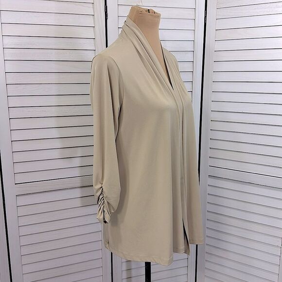 Susan Graver Tan Open Front Cardigan Size Medium - Picture 3 of 10